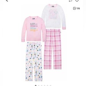 Eddie Bauer Pajamas for Kids NWT 4 Piece Pink and White Kids Pajama Set Size 7/8
